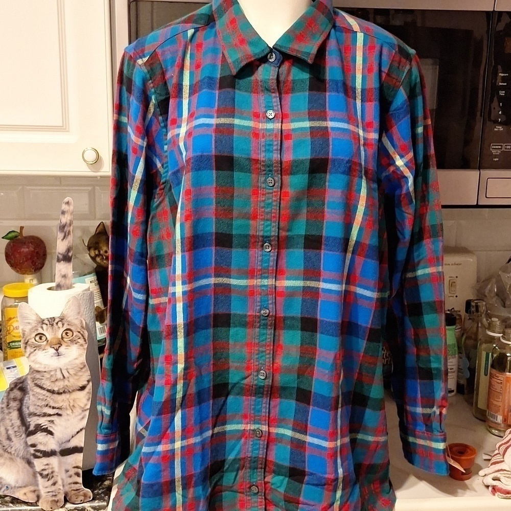 Z  Lands End casual button down  long sleeve flannel shirt plus size 26W